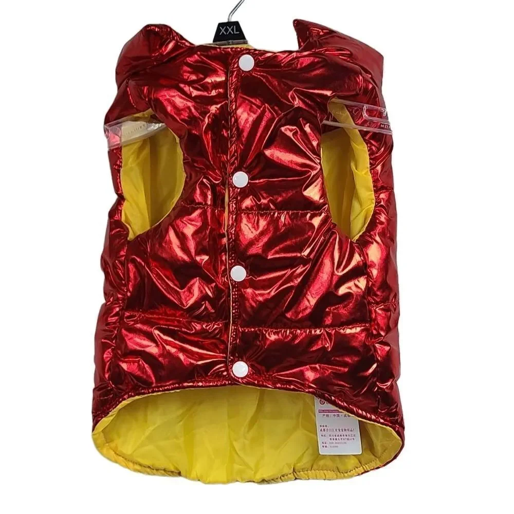 NWT Dog Coat Metallic Red Puffer Rain Jacket Shiny Winter Pet Outerwear Costume